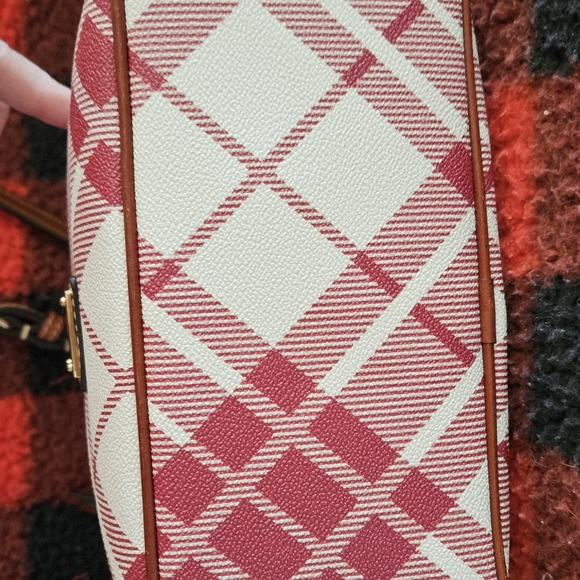 Dooney & Bourke Cranberry Crossbody/Shoulder Coated Cotton w/Leather Excellent - Picture 7 of 16